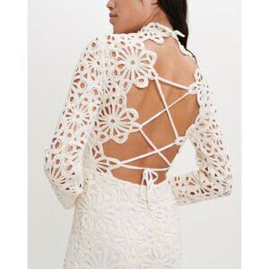 NWT $645 Maje Rozim Crochet Style Guipure Dress Ecru Size US 4